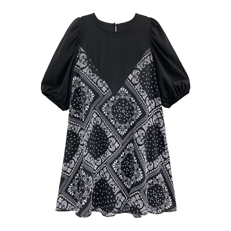 

XUXI Black Dress Female 2021 New Summer Thin Section Streetwear Loose And Thin Girl Puff Sleeve MINI Skirt E2555