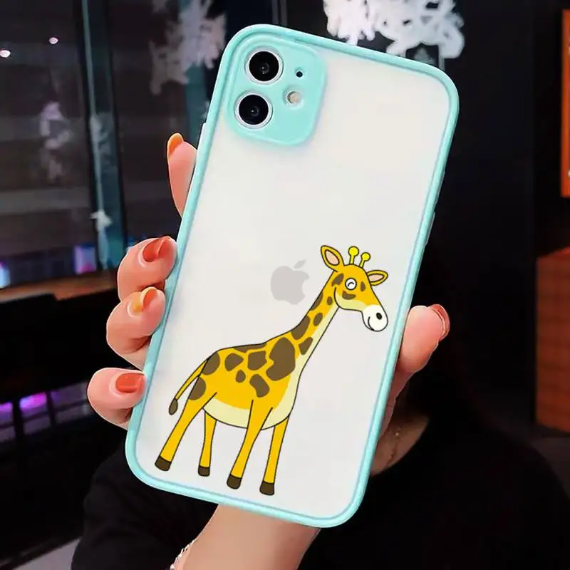 

giraffe cute cartoon animal Phone Cases matte transparent For iphone 7 8 11 12 plus mini x xs xr pro max cover