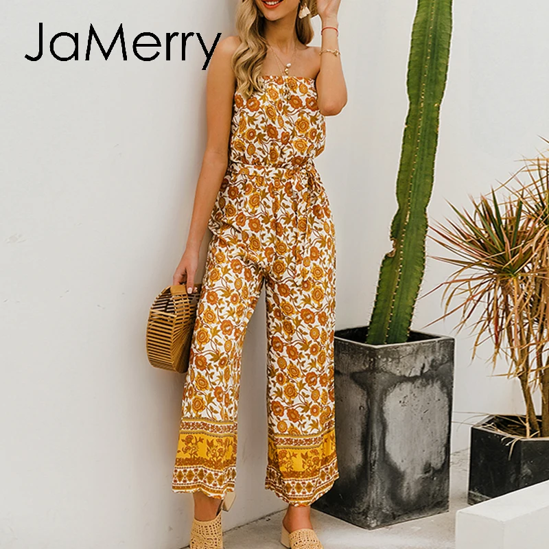 Женский Длинный комбинезон без бретелек JaMerry Свободный Повседневный с