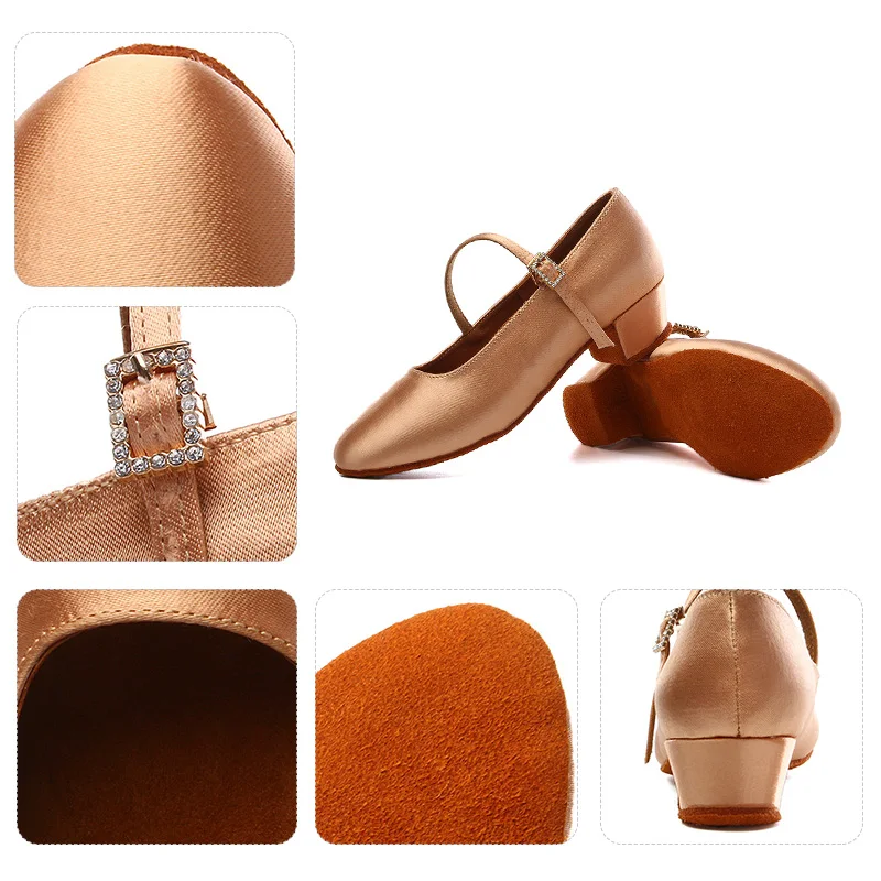 DKZSYIM Moder/Standard Dance Shoes Women Satin  Ballroom Dance Shoes Soft sole Party Dance Shoes Women For Girls Ladies Low Heel