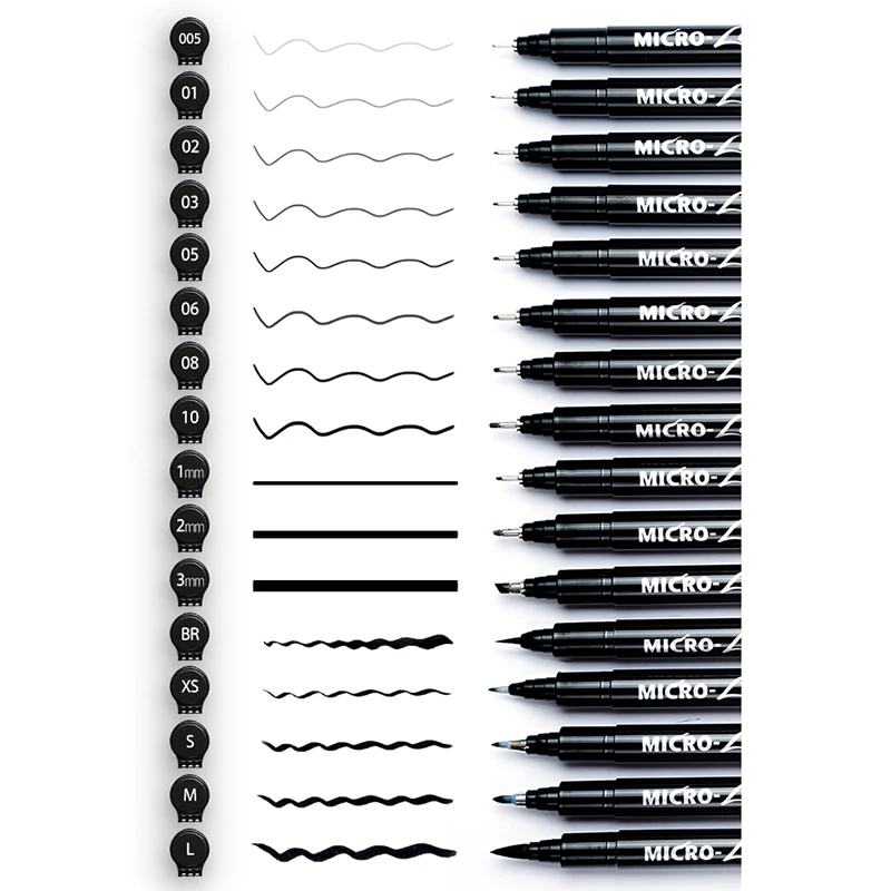 Ручка для рисования иглой превосходный набор из 16 шт. водостойкий пигмент