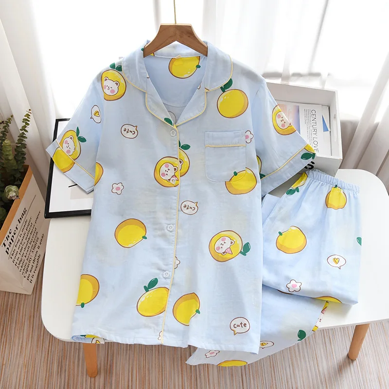 New   Summer Pajamas Set Women Cotton Suits with Shorts Short Sleeves Cute  Women Pajamas   Lounge Wear  Womens Two Piece Sets