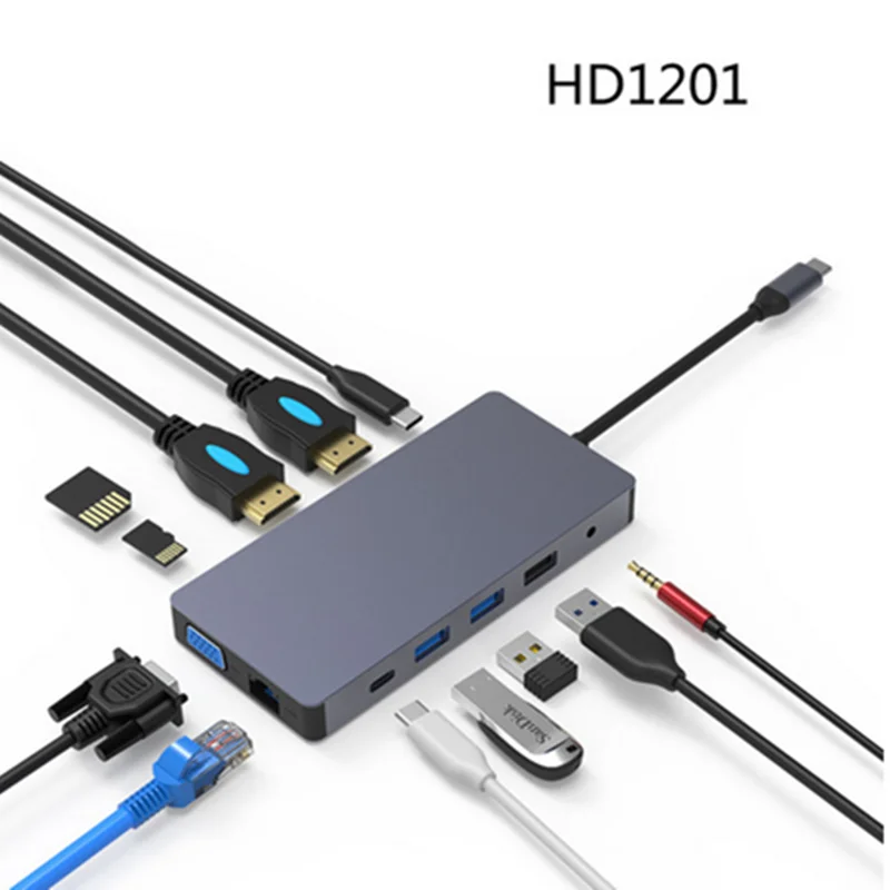 USB 3.0 4K VGA RJ45 адаптер для разветвителя с 3 портами|USB-хабы| |