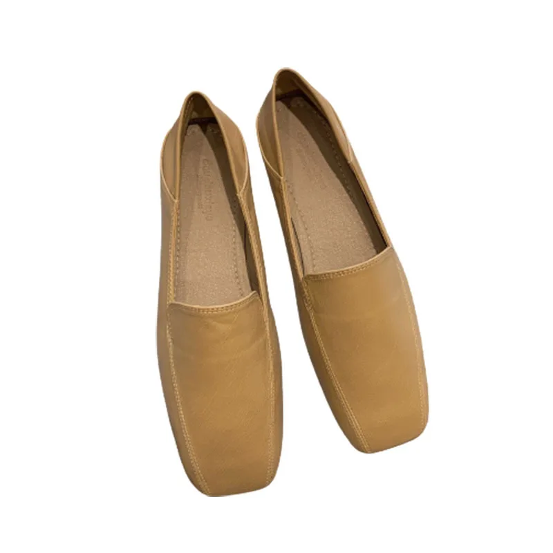 

Single shoe female 2021 new spring two wear flat shoes bean shoes square head fashion retro