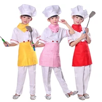 chef uniform csotume kids restaurant chef jacket adult men overalls for work school girl boy hat kitchen apron halloween cosplay