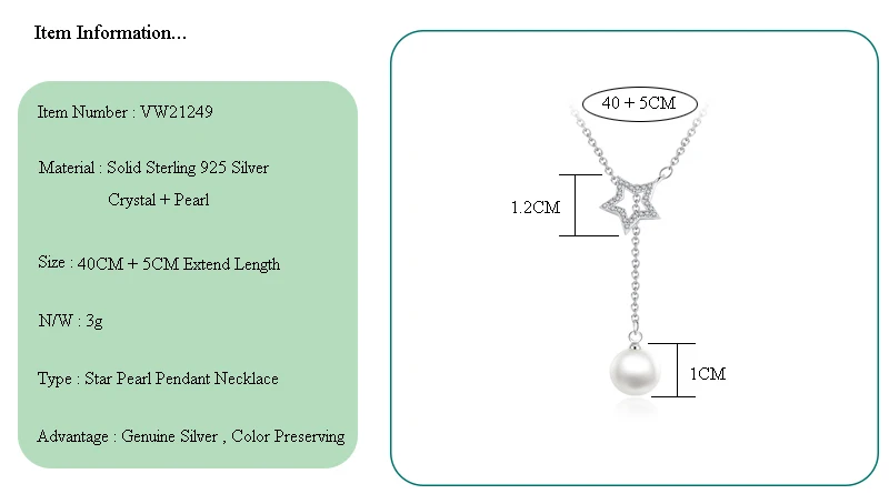

Viwisfy Luxury Freshwater Pearl Jewelry With Crystal Pendant 925 Sterling Silver Necklace For Women VW21249