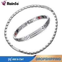 rainso germanium magnetic healthy jewelry set korean popular exquisite necklaces bracelets for lady magnetic therapy jewelry