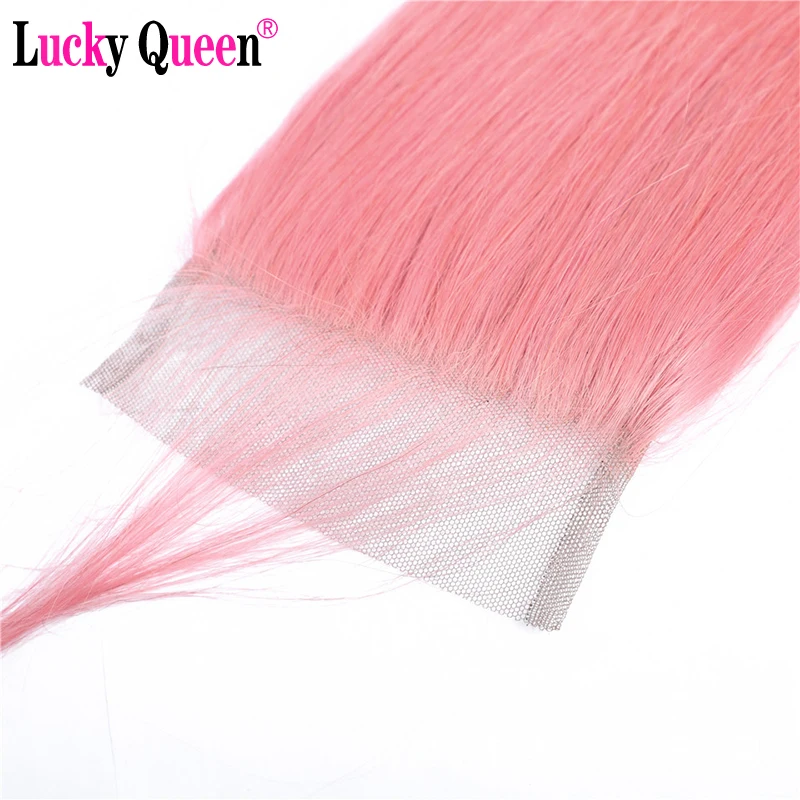 

Pink Color Brazilian Straight Human Hair Bundles With Closure Remy Hair 30 Inch Bundles With 13x4 Lace Frontal With Baby Hair