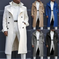 spring and autumn men lapel coat double breasted mens suit jacket blazers plus size male long coats solid long jackets overcoat