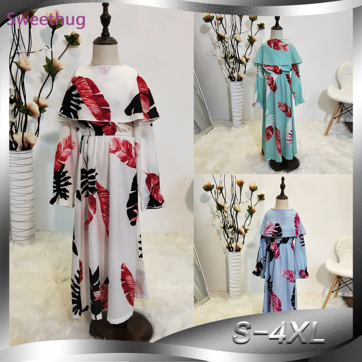 2021 4XL Children Islamic Clothing Kaftan Turkey Abaya Kids Dubai Arabic Muslim Dress Girl Moslima Elbise Hijab Dresses Turkish