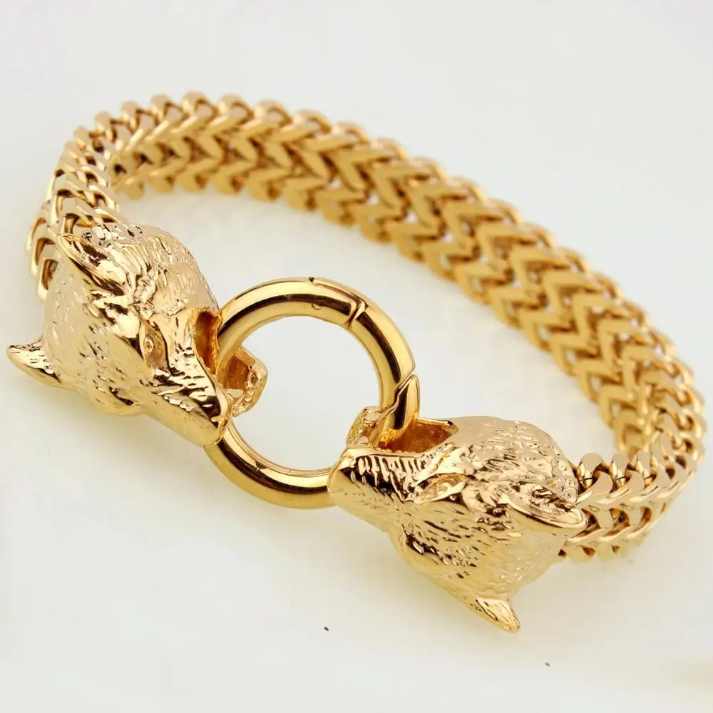 

Granny Chic крутой мужской телефон модная коробка квадратная двойная огранка цепь 12 мм нержавеющая сталь золотой цвет браслет с животными для му...