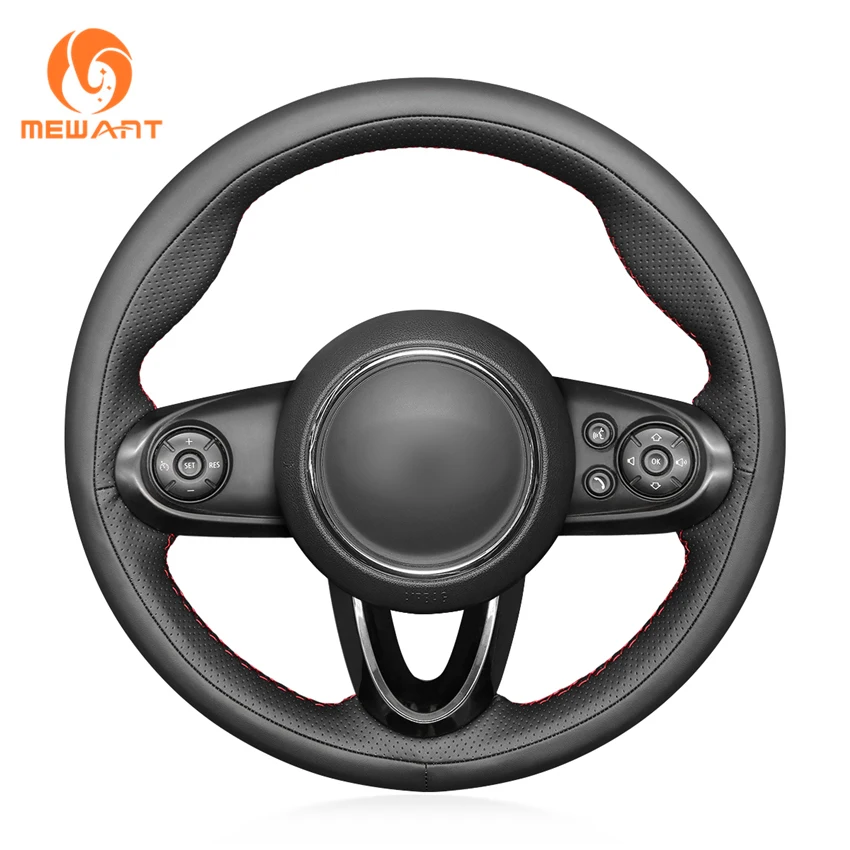 

MEWANT Black Genuine Leather Steering Wheel Cover for Mini Hatchback/Mini 2014-2020 Clubman Convertible Countryman 2017-2020