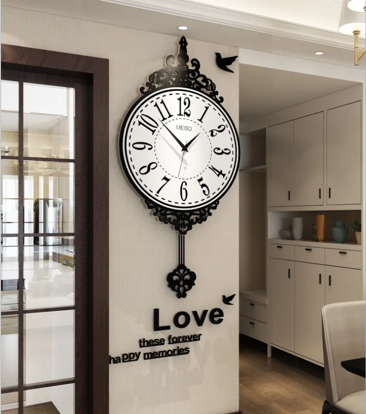 GH Европейский стиль развевающиеся круглые настенные часы современный дизайн