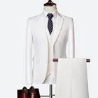 Мужской деловой повседневный костюм, пиджак, брюки, жилет, 2021