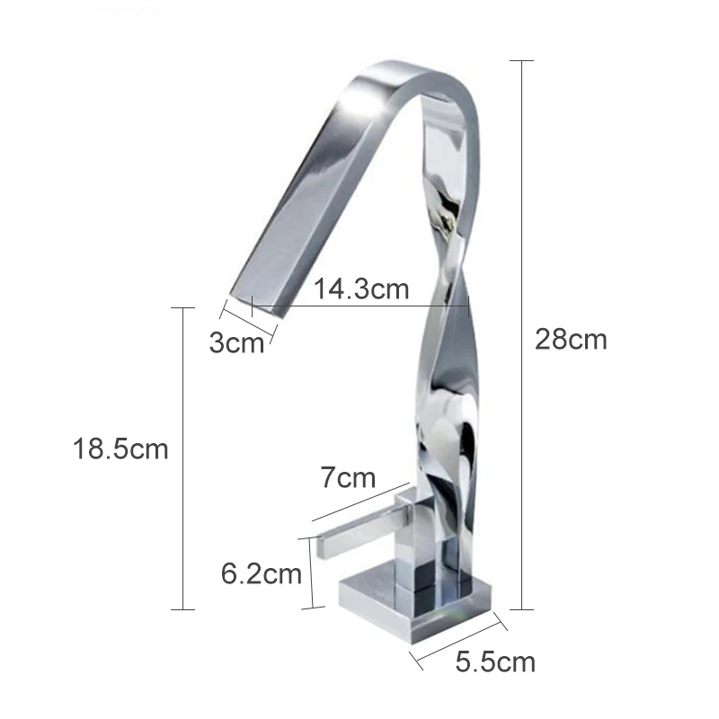 Высокий смеситель для раковины в ванной комнате водопад горячей и холодной воды
