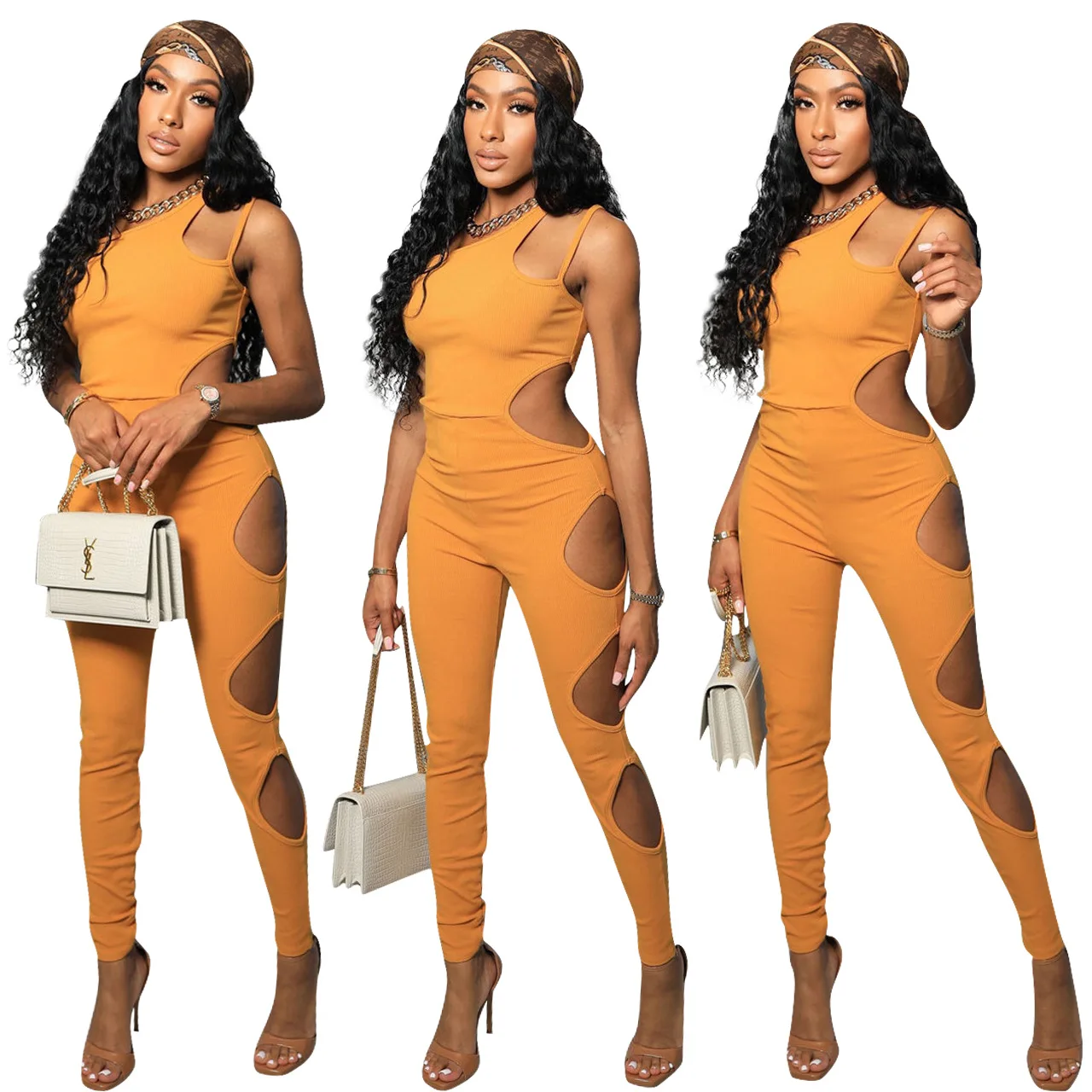 

Casaul Women Jumpsuit Hollow Out Sleeveless Skinny Long Romper Women Jumpsuit Outfit Solid Color