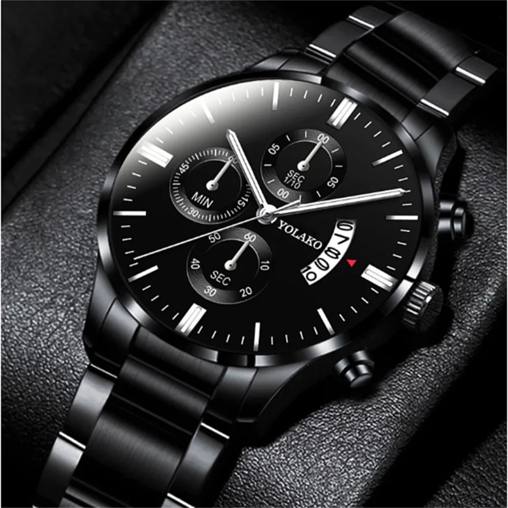 

reloj hombre Fashion Men Stainless Steel Watch Luxury Calendar Quartz Wristwatch Business Watches Man Clock relogio masculino