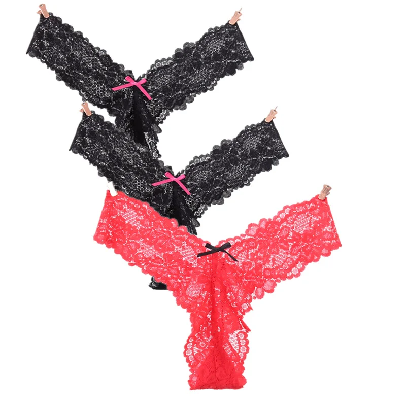 3 шт./лот полностью кружевные женские стринги размера плюс супер нижнее белье
