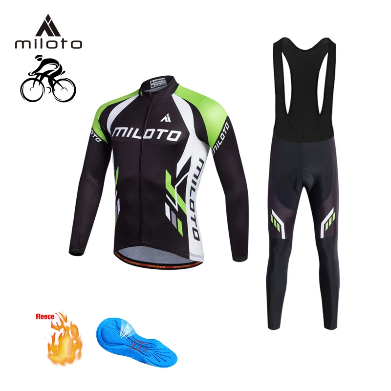 

MILOTO Winter Thermal Fleece Cycling Sets 2019 Men Bike Clothing Conjunto Ciclismo Mountain Bike Wear Outdoor Long Bicycle Pants
