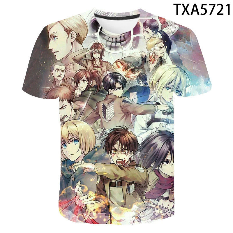 

2021 New Anime Attack On Titan 3D Print T Shirt Unisex Tees Short Sleeve Casual Fashion Harajuku Round-neck Short Sleeve Top