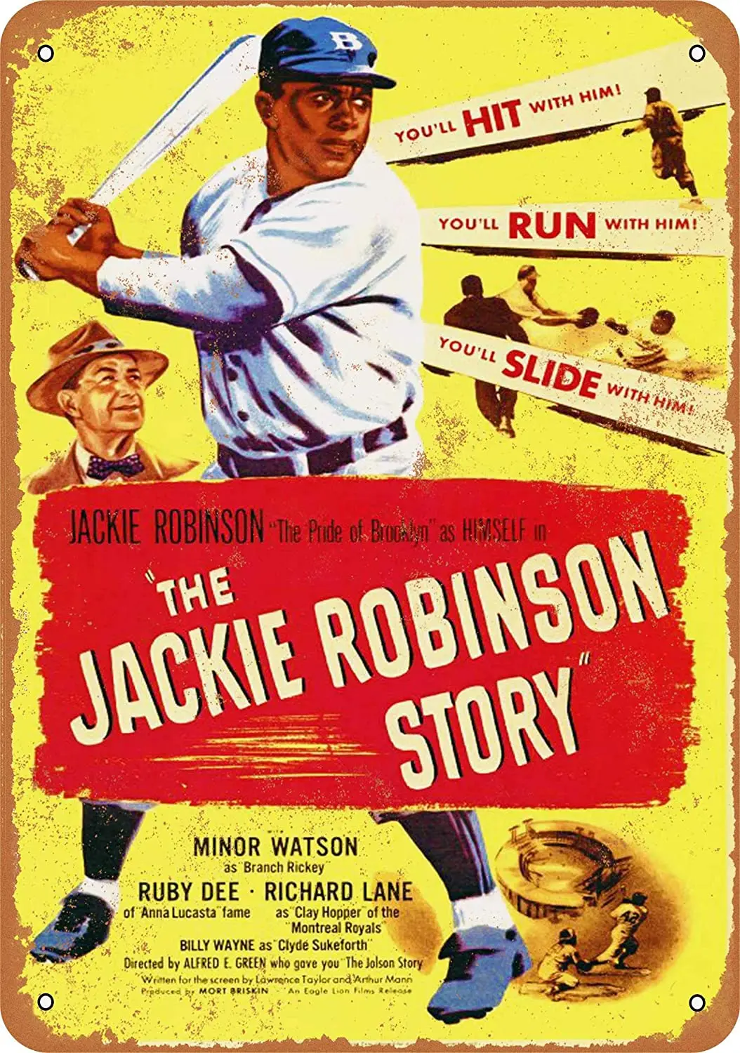 

WallColor 8*12 Metal Sign The Jackie Robinson Story Movie Vintage Look