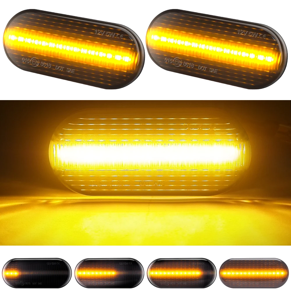 2PCS/SET 12V SMT T10 15 SMD LED Decoding Fender Side Lamp For Skoda Octavia 1U 1996-2010 Citigo Yellow Flowing Turn Signal Light |