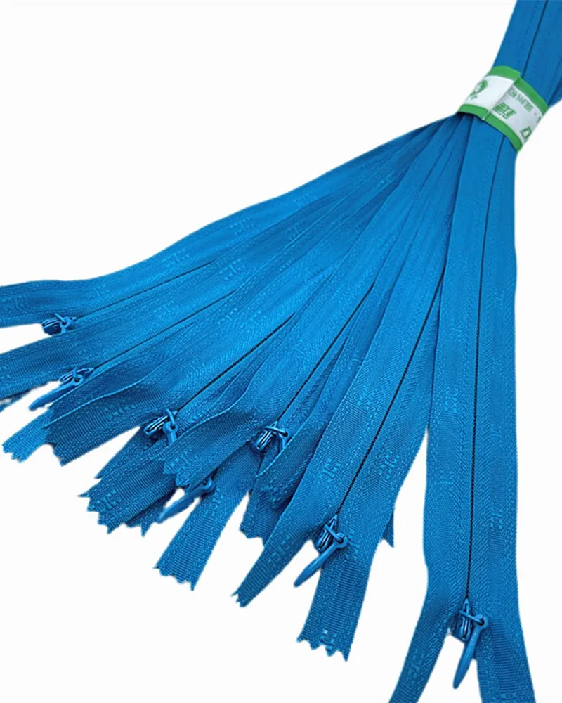 

15pcs/Pack 28cm 3# Peacock blue Invisible Zippers Nylon Coil Zipper Tailor For Handcraft Sewing Cloth Accessorie