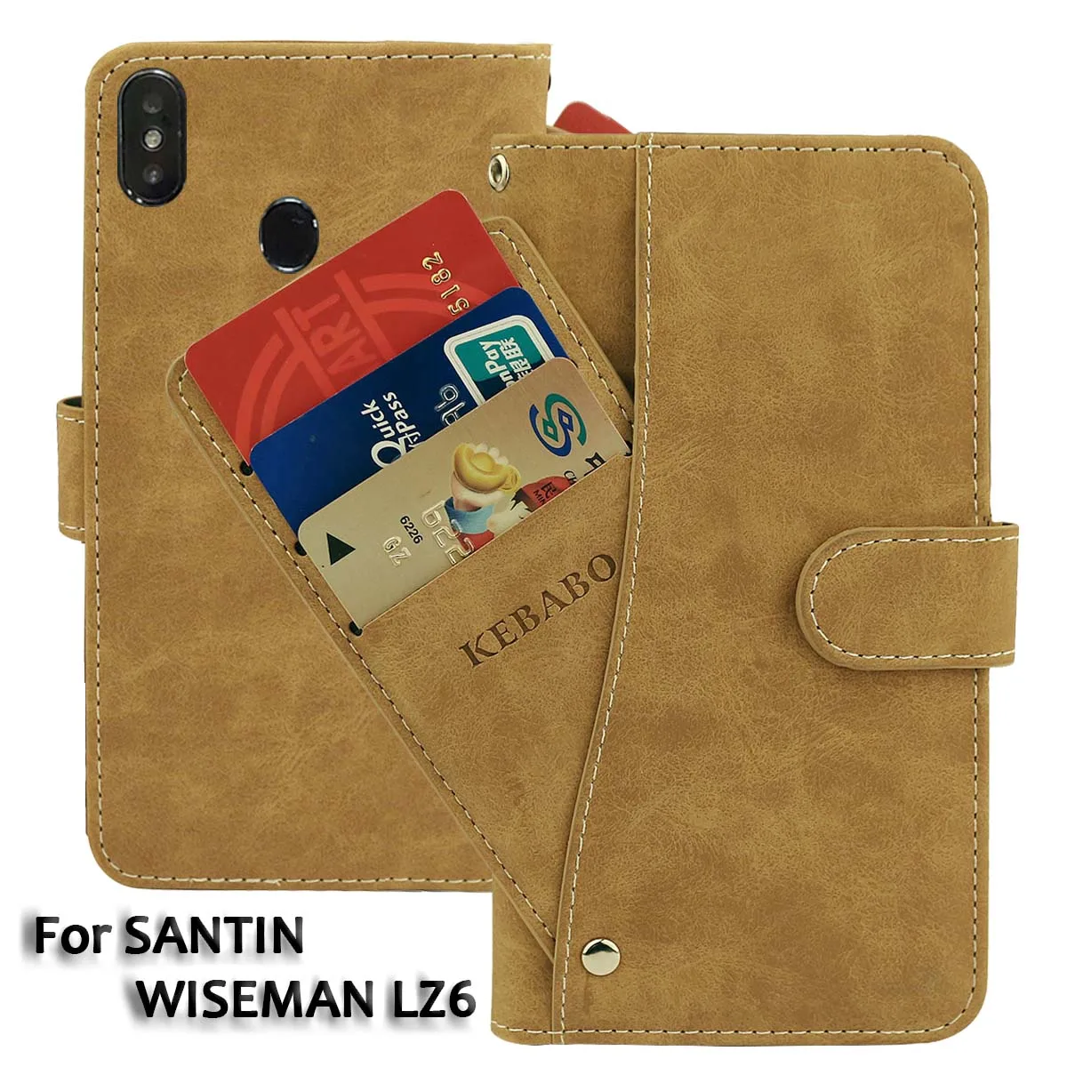 Винтажный кожаный кошелек SANTIN WISEMAN LZ6, чехол 6,18 дюйма, откидной роскошный чехол с отделениями для карт, Защитные чехлы для телефона с магнитной подставкой