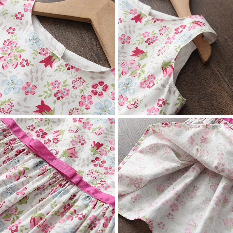 

Girls Casual Dresses 2021 Summer Sleeveless Girl Kids Clothes Flower Pattern Princess Vestidos Children Clothing 3-7Y