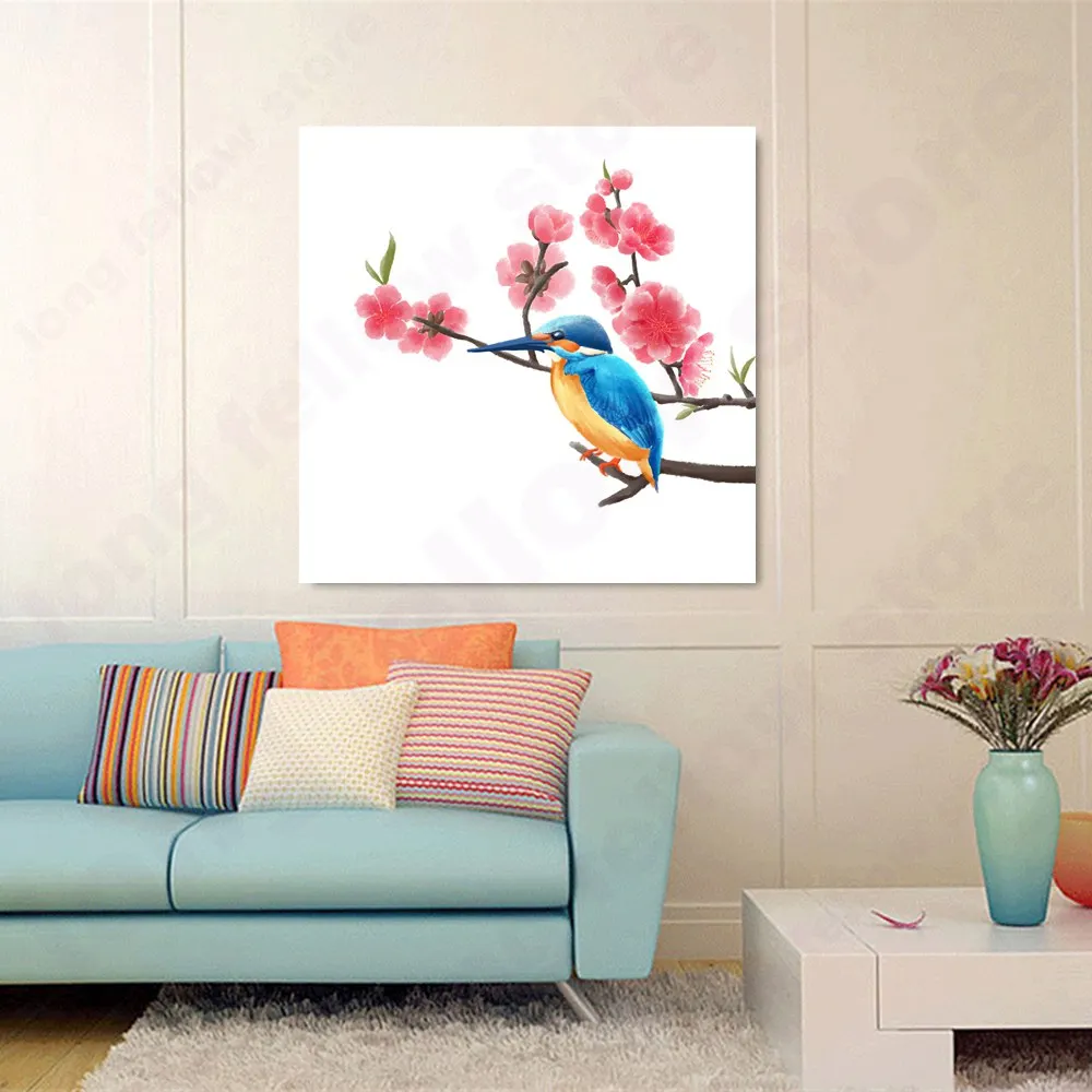 

Chinese Style Cartoon Canvas Painting Print Birds Flowers Artwork Plum Blossom Picture for Living Room Home Decor Dropshipping