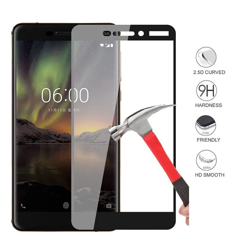 9H Защитное стекло для Nokia 2 3 5 6 7 8 9 4 закаленное защитное 2018 ударопрочная