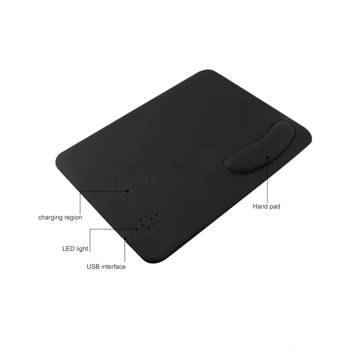 

2 in 1 Wireless Charging Mouse Pad LED light Small PU Leather Mat with Wrist Rest Charger Qi Wireless Computer Gaming Mouse Pad