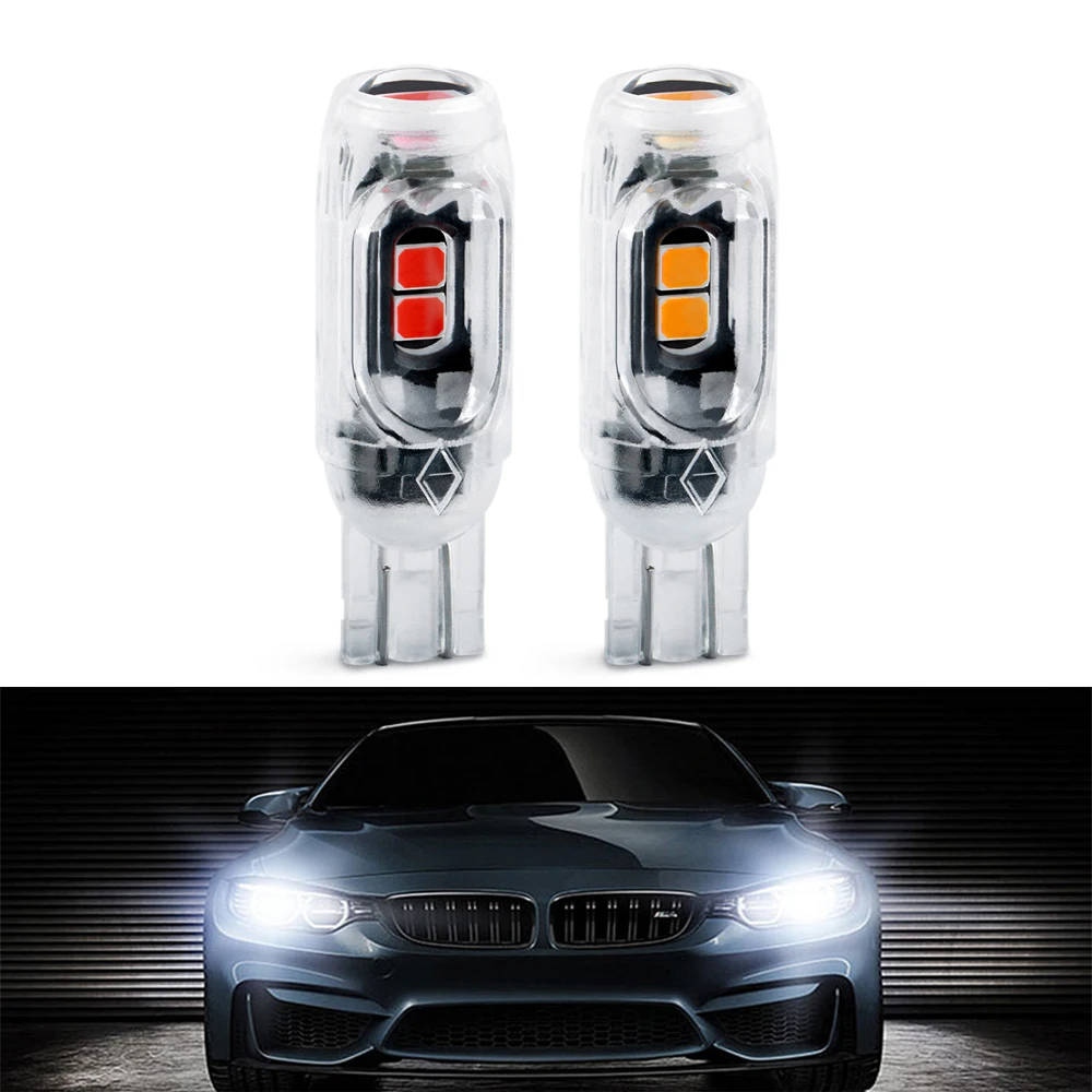 

2 шт., автомобильная зеркальная лампа Canbus T10 W5W 194 168 3030SMD, лампа для номерного знака, прозрачная оболочка, яркий диод 12 В