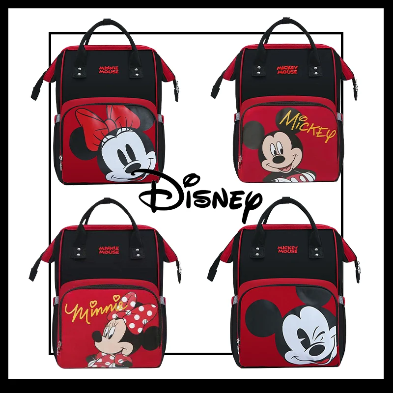 

Disney New Mummy Maternity Nappy Bag Backpack Large Capacity Baby Diaper Bag Waterproof USB Heating Colorful Red Mickey Minnie