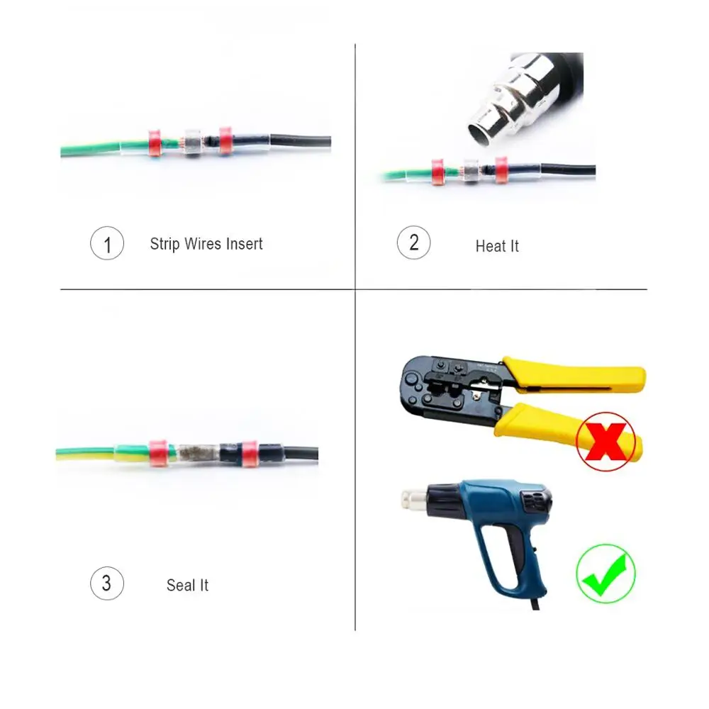 10/30 шт. разъемы для уплотнения припоя термоусадочные стыковые комплект