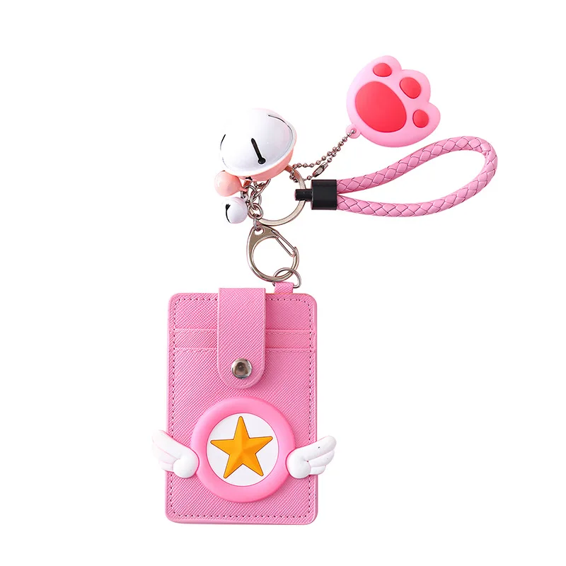 

Lovely Pink Bear Paw ID Card Holder Women Portable Cute Cat Cartoon Student Door Bus Card Cover Bank Card Case for Teenage Girls