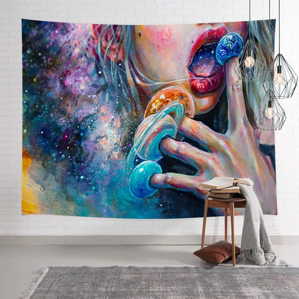 Картина маслом Surreal сексуальная девушка на фантазийной галактике гобелен настенный