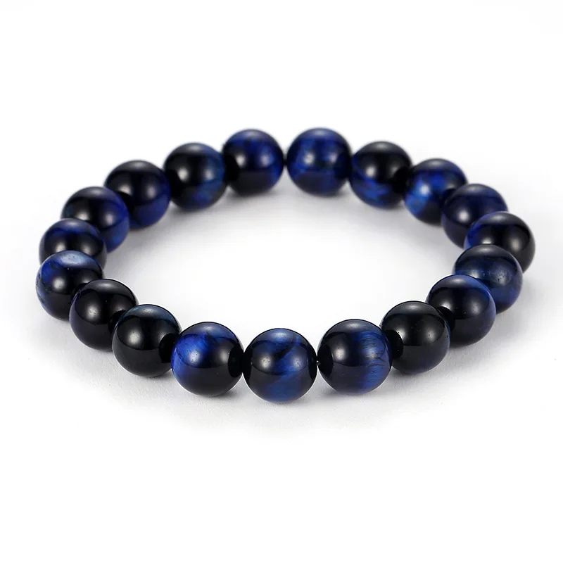 Браслет из бусин синего Тигрового Глаза класса А для мужчин и женщин эластичный