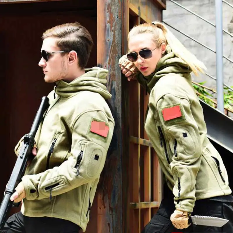 Военная флисовая тактическая куртка для мужчин теплая спортивная с капюшоном