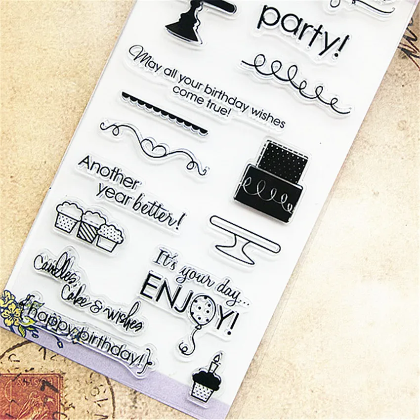 

10x20cm birthday cake Transparent Clear Stamps Silicone Seals Roller Stamp DIY scrapbooking photo album/Card Making Easter