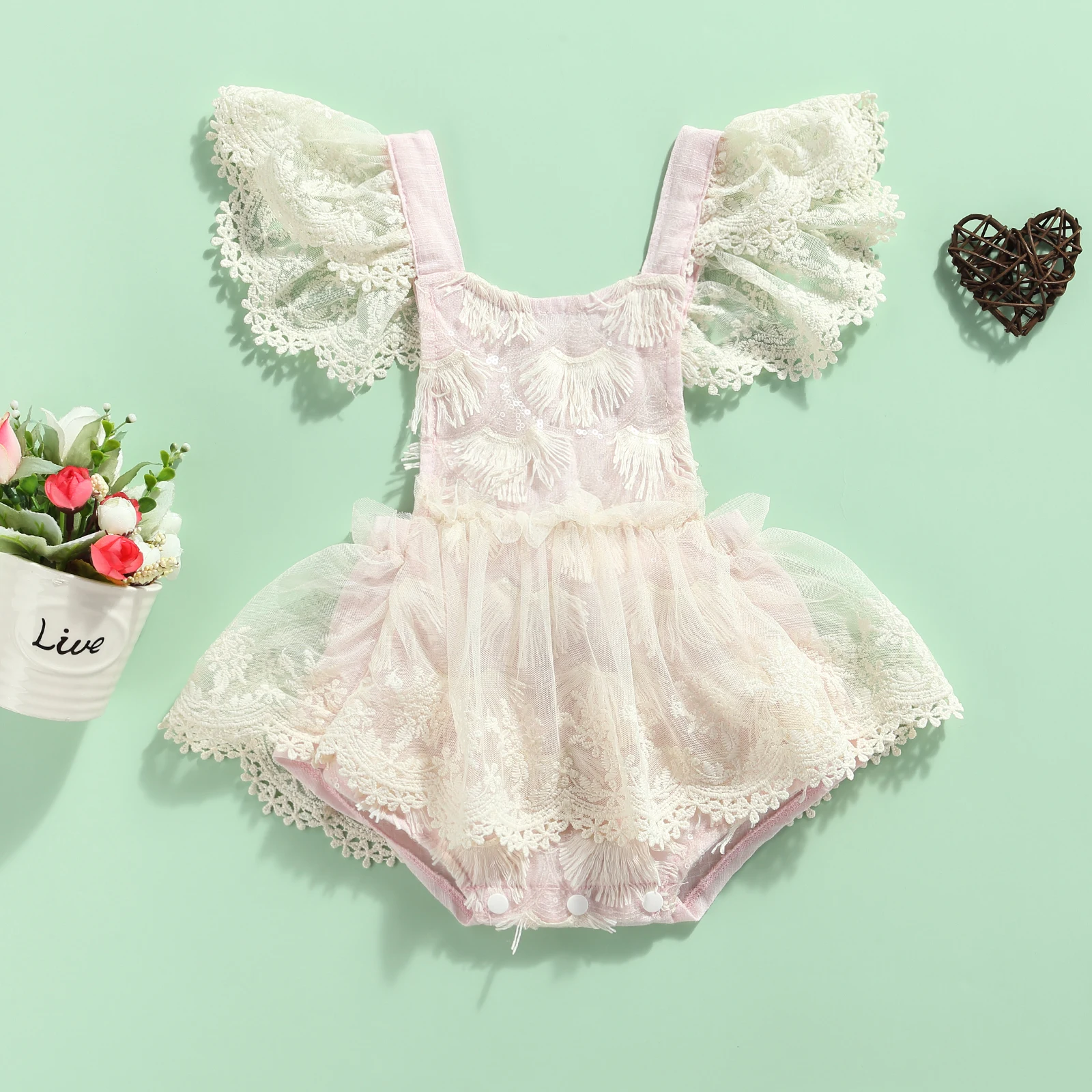 

0-24M Lace Ruffles Newborn Baby Girls Romper Toddler Infant Girl Jumsuit Princess Birthday Clothes Overalls