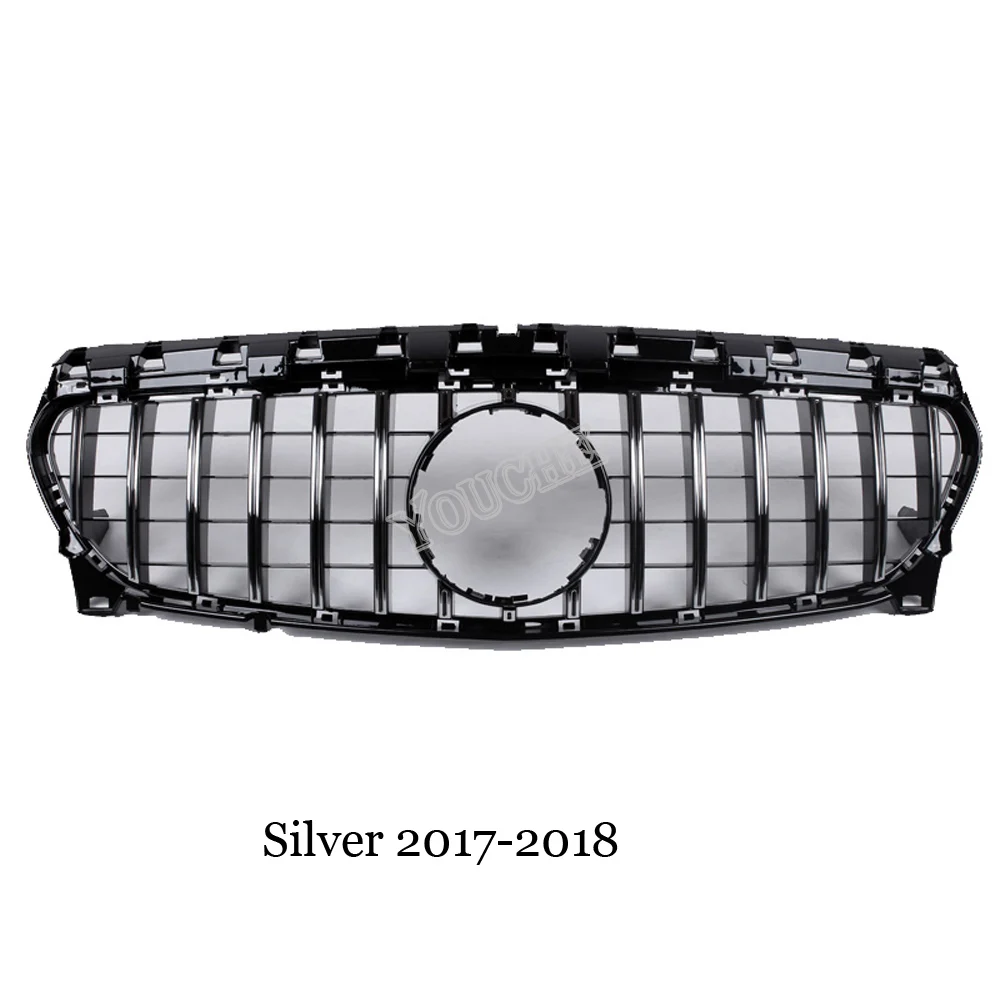 Silver 17-18 GT R Стиль передний бампер решетка сетка для Mercedes W117 CLA класс CLA180 CLA200 CLA250 CLA45 AMG 2013 - Цвет: Silver 17-18