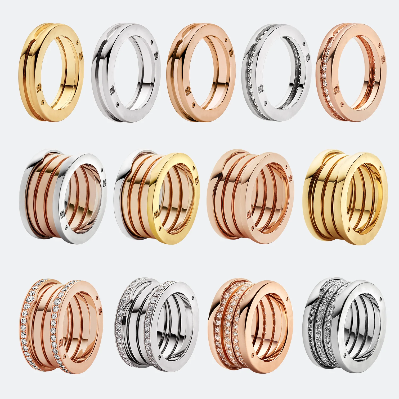 

Fashion Luxury Brand Original Spiral Spring Zero Couple Ring Titanium steel rings Premium High Quality With logo jewelry