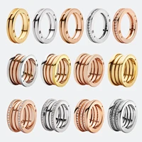 fashion luxury brand original spiral spring zero couple ring titanium steel rings premium high quality with logo jewelry