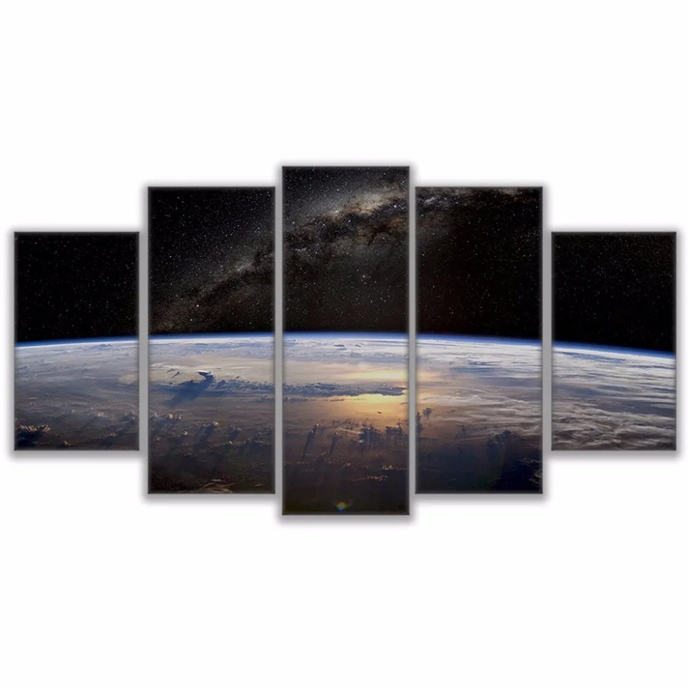 

Hd Print Canvas Painting Stick On The Wall 5 Panel Beautiful Planet Landscape For Living Room Home Decor Modular Frame Picture