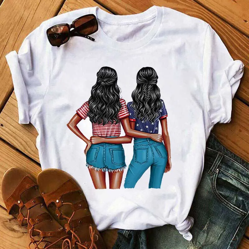 

Clothes for Women Watercolor Funny Korean Fashion Cartoon Girl Print Graphic Short Sleeve Tops Female Clothes Lady Tees Tshirt