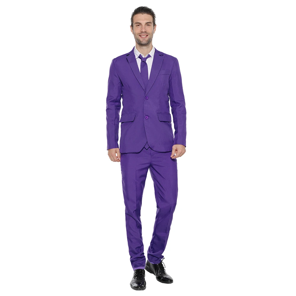 

Reneecho Halloween Costume For Adult Men Basic Purple Suit Costume Blazer Set Jacket Pants Tie Suit For Party Cosplay