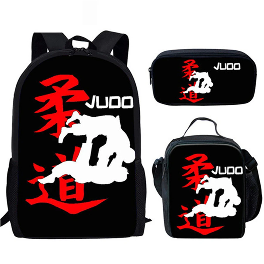 HaoYun 3PCs/Set Fashion Backpack I Love Judo Pattern Kids School Bags Kongfu Exercise Design Teenagers Book-Bags Set
