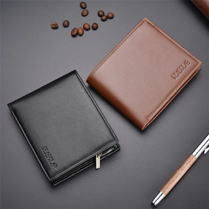 

2020 Newest Ultra-thin Short Men Wallets With Coin Bag Man Wallet Male Leather Small Money Smart Purses Short Card Holder Purse