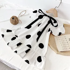 Новое платье для девочек, кружевные летние платья с коротким рукавом для девочек, бежевое платье с вышивкой, детская одежда, модное платье, платья